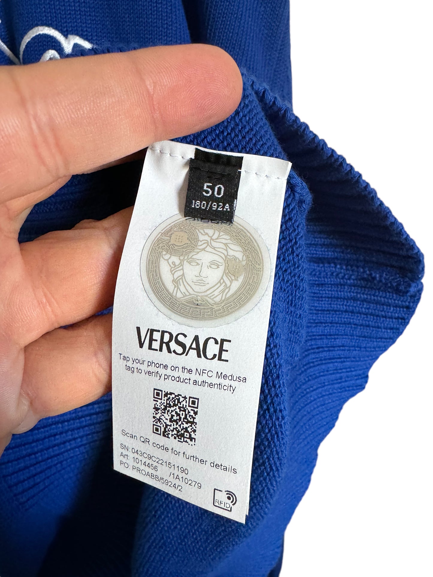 Versace maglione in cotone con ricamo (L)